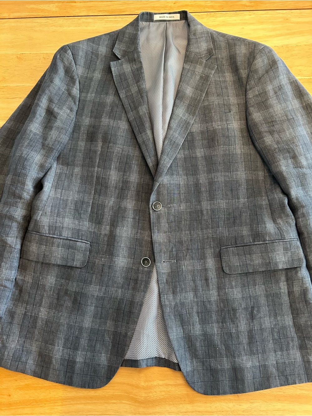 Joseph Abboud Gray 100% Linen Plaid Sport Coat